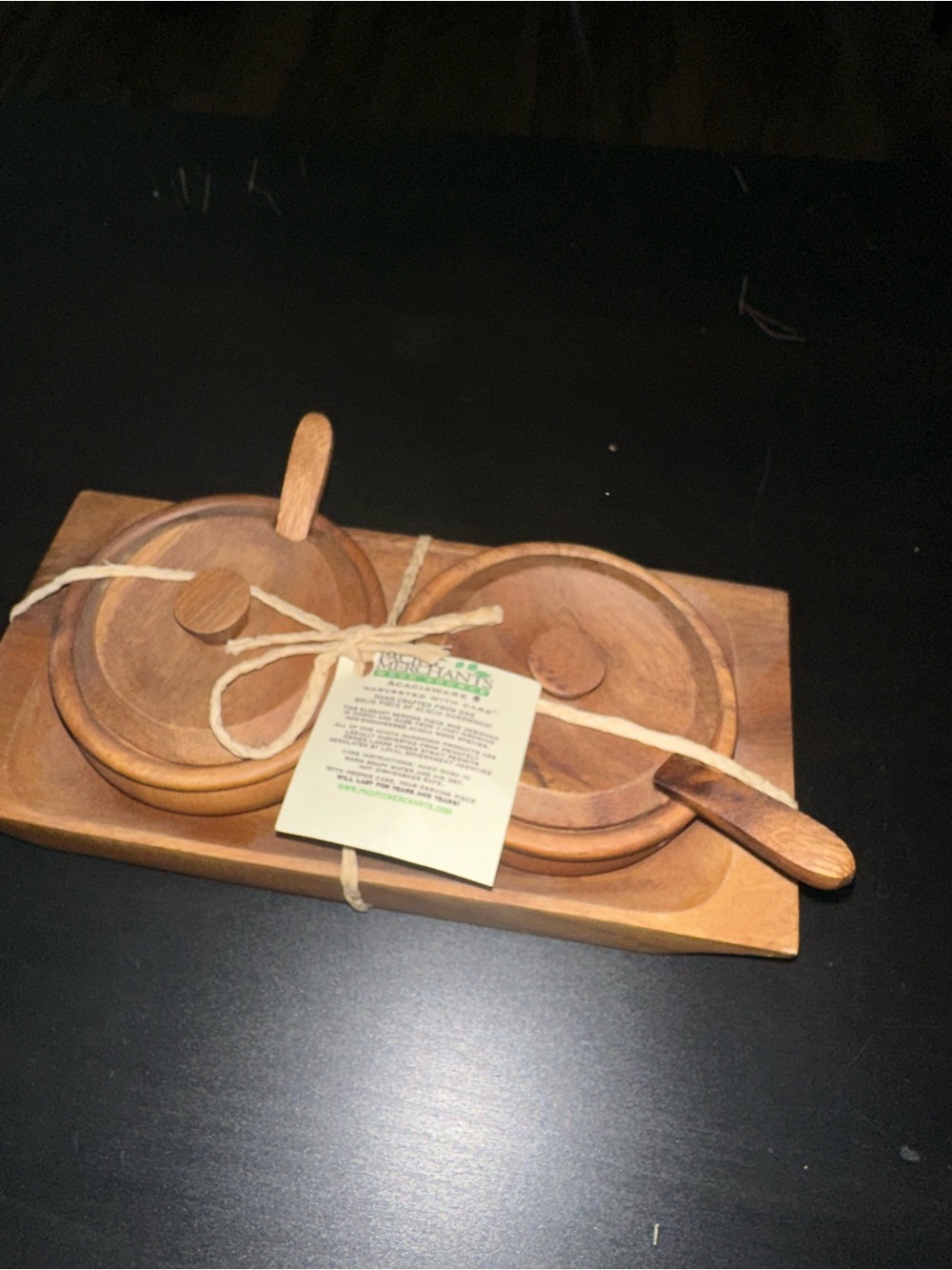 Acaciaware Wooden Double Condiment Set in Natural Brown
